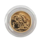 ELIZABETH II GOLD SOVEREIGN, 2011, uncirculated, capsule, 7.9g Provenance: private collection