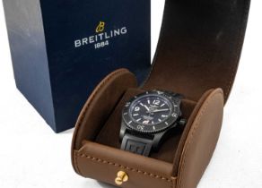 BREITLING SUPEROCEAN 46 BLACKSTEEL WRISTWATCH, ref. M17368, ser. no. 7265xxx, black dial, black