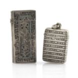 TWO 19TH C. SILVER VESTA CASES, one by Isaac Summers, Birmingham 1897, foliate banded and feather