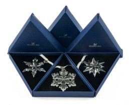 THREE SWAROVSKI CHRISTMAS ORNAMENTS, boxed, 2015, 2016, 2017 (3) Provenance: private collection