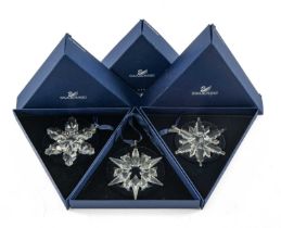 THREE SWAROVSKI CHRISTMAS ORNAMENTS, boxed, 2006, 2007, 2008 (3) Provenance: private collection