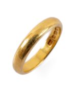 22CT GOLD WEDDING BAND, ring size L, 4.7gms in Thomas Lloyd of Lampeter ring box Provenance: private