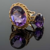 TWO 9CT GOLD AMETHYST RINGS, ring sizes N & O, 7.2gms gross (2) Provenance: private collection North