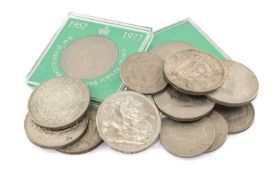 ASSORTED PRE-DECIMAL & COMMEMORATIVE COINS, including 1951 silver proof crown, 3x 1937 crowns,