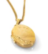 9CT GOLD OVAL LOCKET on 9ct gold chain, 8.3gms Provenance: private collection Wiltshire  Comments: