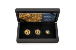 THREE COIN 'QUEEN'S 95TH BIRTHDAY' GOLD FRACTIONAL SOVEREIGN SET, 2021, comprising half, quarter and