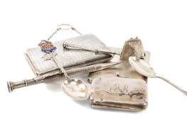 ASSORTED SILVER COLLECTABLES comprising silver cigarette case, two silver purses, two silver