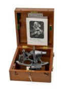CASED S. SMITH & SONS 'KELVIN HUGHES' SEXTANT, No. 69102, 6in. radius, grey metal, with inspection