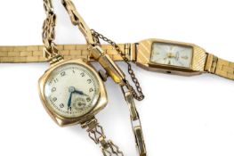 TWO VINTAGE 9CT GOLD LADY'S WRISTWATCHES, comprising 9ct gold Rotary wristwatch with 9ct gold