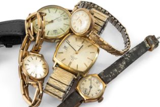 GROUP OF LADIES' & GENT'S WRISTWATCHES comprising yellow metal ladies' Omega with 9ct gold expanding