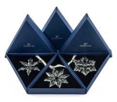 THREE SWAROVSKI CHRISTMAS ORNAMENTS, boxed, 2013, 2015, 2016 (3) Provenance: private collection