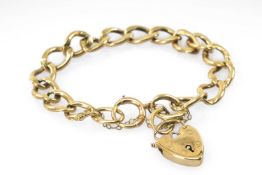 9CT GOLD CURB LINK BRACELET, with padlock clasp, 22.5gms Provenance: private collection
