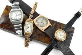 ASSORTED WATCHES comprising 9ct gold wristwatch in vintage Thomas Lloyd of Lampeter watch box,