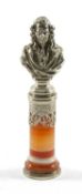 FRENCH SILVER MOUNTED HARDSTONE DESK SEAL, Paris c.1870, marked CB in a lozenge (possibly for