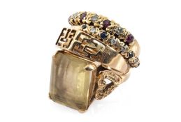 FOUR GOLD RINGS comprising 14ct gold pierced ring stamped '585', 9ct gold diamond chip and