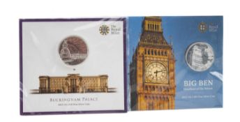 TWO ROYAL MINT SILVER COMMEMORATIVE COINS, comprising 'Big Ben' 2015 £100 and 'Buckingham Palace'