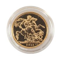 ELIZABETH II GOLD SOVEREIGN, 2014, uncirculated, capsule, 7.9g Provenance: private collection