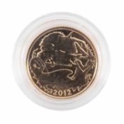 ELIZABETH II 'DIAMOND JUBILEE' GOLD HALF SOVEREIGN, 2012, uncirculated, capsule, 3.9g Provenance: