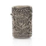 LATE 19TH C. CHINESE SILVER VESTA CASE, style of Wang Hing, embossed bamboo decoration, 4.3cms h