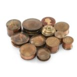 ASSORTED NOVELTY BRITISH COIN MOUNTED METAL BOXES, including cartwheel twopence, cartwheel penny,