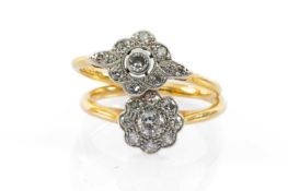 TWO 18CT GOLD & PLATINUM DIAMOND CLUSTER RINGS, ring sizes M 1/2, 5.3gms gross, in Crouch pouch