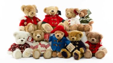 GROUP OF HARRODS CHRISTMAS TEDDY BEARS, including 2007, 2006, 2019, 2012, 2016, 2011, 2000, 2002,