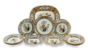 19TH C. MINTON & HOLLINS 'JAPANESE' PATTERN NEW STONE PART DINNER SERVICE, c. 1830, including oval