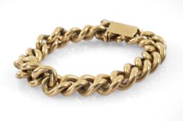 9CT GOLD CHUNKY CURB LINK BRACELET, 21cms long, 106.0gms, in associated jewellery box Provenance: