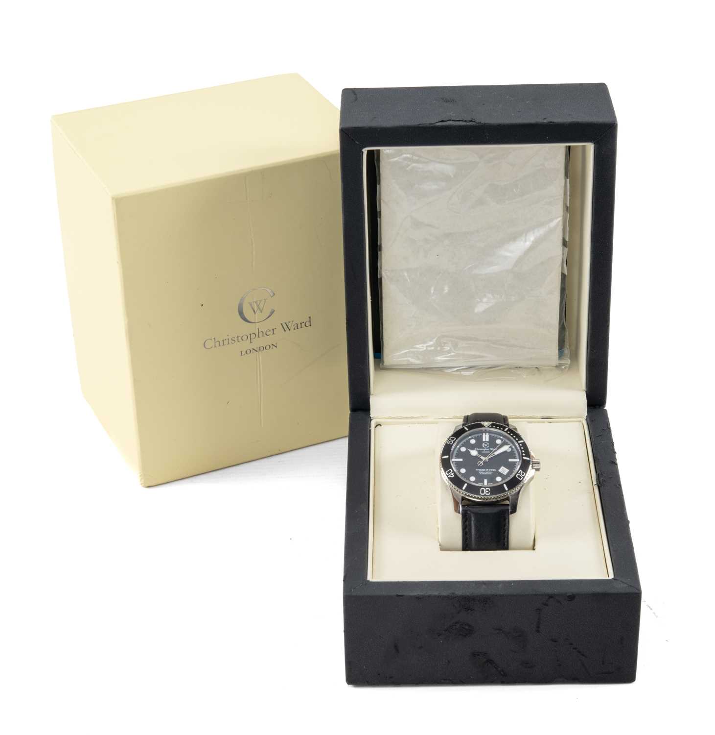 CHRISTOPHER WARD C60 TRIDENT PRO AUTOMATIC WRISTWATCH, stainless steel, the black dial with white - Image 2 of 2