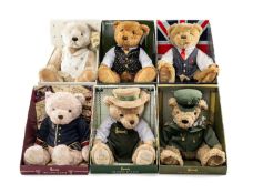 GROUP OF HARRODS CHRISTMAS TEDDY BEARS, boxed, dates including, 2017, 2019 (6) Provenance: private
