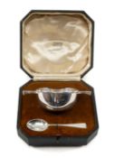 EDWARD VIII SILVER QUAICH & SPOON, maker RWB, London 1936, with spoon, engraved initials CLJ in