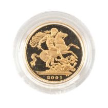 ELIZABETH II GOLD SOVEREIGN, 2001, proof, with COA box and capsule, 7.9g Provenance: private