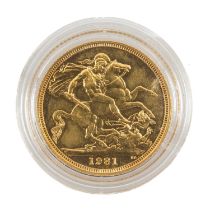 ELIZABETH II GOLD SOVEREIGN, 1981, capsule, 7.9g Provenance: private collection Cardiff
