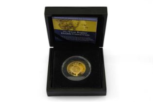 BRADFORD EXCHANGE 9CT GOLD 'VIVAT REGINA' DOUBLE CROWN COIN, proof limited edition of only 200, 4.