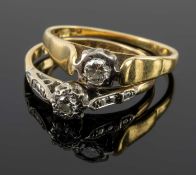 18CT GOLD & PLATINUM DIAMOND RING, illusion set, ring size L, together with 18ct gold illusion set