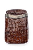 LATE VICTORIAN SILVER & CROCODILE LEATHER CIGAR CASE, London 1900, 14 x 10cms Provenance: private