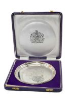 ELIZABETH II COMMEMORATIVE SILVER SALVER, Historical Heirlooms Ltd, Birmingham 1972, silver