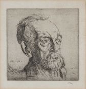 ‡ AUGUSTUS JOHN etching, 1903 - portrait, entitled verso, 'Head of Old Underwood', (also known as '