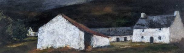 ‡ WENDY LLOYD oil on card - entitled verso, 'Penuwch, 2', signed, 15 x 50cms Provenance: private