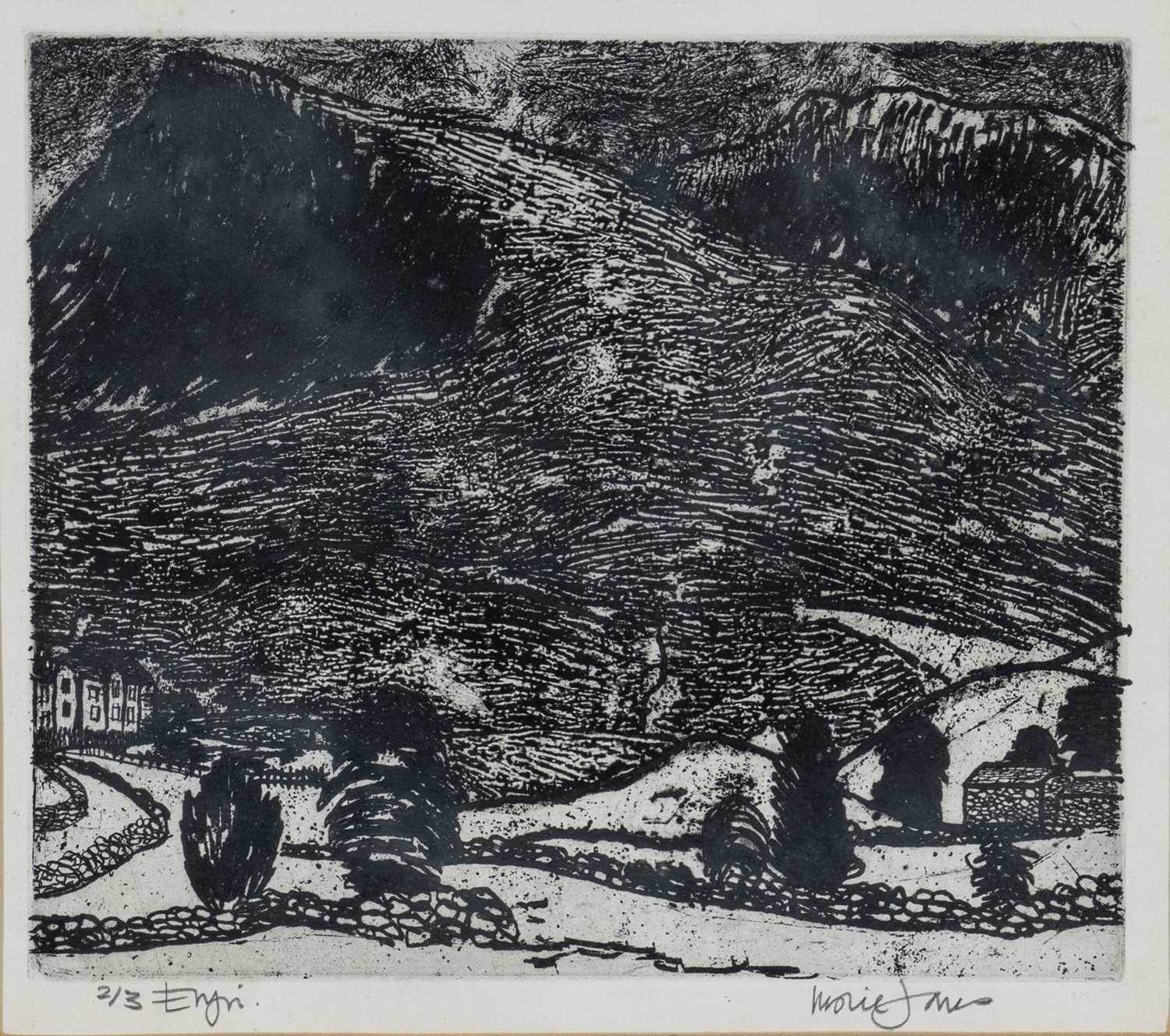 ‡ LESLIE JONES limited edition (2/3) etching - entitled 'Eryri', signed, 26 x 30cms Provenance: