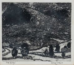 ‡ LESLIE JONES limited edition (2/3) etching - entitled 'Eryri', signed, 26 x 30cms Provenance: