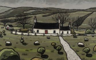 ALAN WILLIAMS acrylic - entitled verso, 'Anglesey Cottage', signed, 25 x 39cms Provenance: private