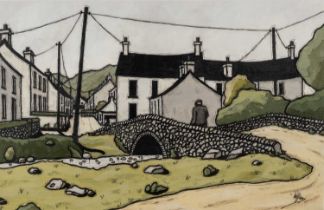 ALAN WILLIAMS acrylic - entitled verso, 'The Old Bridge, Velindre', signed, 33 x 51cms Provenance: