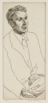 EDGAR HOLLOWAY limited edition (27/75) etching - portrait of poet Sir Stephen Harold Spender CBE (
