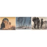 ‡ SIR FRANK BRANGWYN RA three woodblock prints produced in collaboration with Japanese printmaker