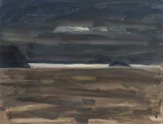 ‡ SIR KYFFIN WILLIAMS RA watercolour - coastal scene with another light pencil sketch of a horse