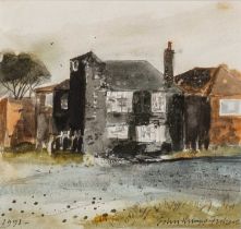 ‡ JOHN KNAPP-FISHER watercolour - entitled verso, 'Rose Cottage, Rye Harbour', signed and dated