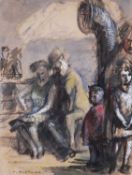 ‡ THOMAS RATHMELL watercolour - entitled verso, 'On The Mersey Ferry', signed, dated verso 1938,