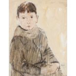 ‡ DONALD McINTYRE mixed media - portrait of infant signed with initials, 26 x 20cms Provenance: