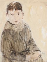‡ DONALD McINTYRE mixed media - portrait of infant signed with initials, 26 x 20cms Provenance: